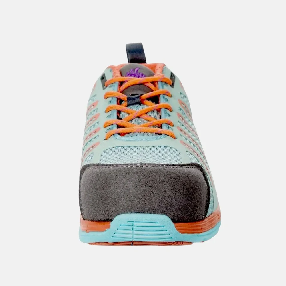 Nautilus Womens 7.5 Safety Toe Work Shoes Aqua Orange Slip Resistant Sneakers‎